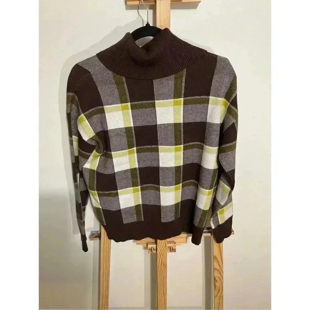 Tahari Plaid Turtleneck Sweater for Women Size Small - Picture 5 of 10